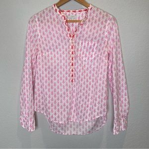 J. Crew 100% Cotton Floral Long Sleeve Popover Blouse - Size 2 - EUC